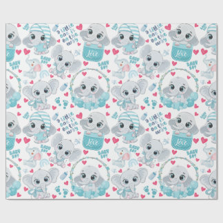Olifantje Jongen Olifant Mannelijk Baby Blauw Baby Cadeaupapier