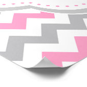 Olifantroze en grijs Baby shower Poster (Hoek)