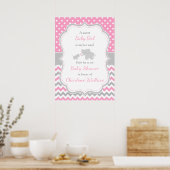 Olifantroze en grijs Baby shower Poster (Keuken)