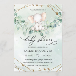 Olifantsgroen Eucalyptus Goud Geometrische Baby Kaart