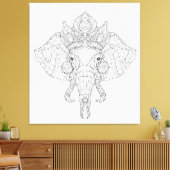 Olifantshoofd Zendoodle 6 Canvas Afdruk (Insitu (Woonkamer))