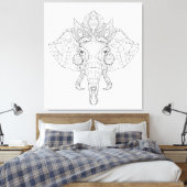 Olifantshoofd Zendoodle 6 Canvas Afdruk (Insitu (Slaapkamer))