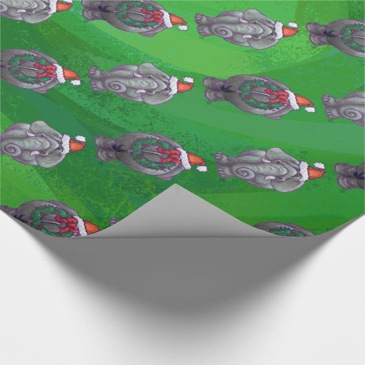 Olifantskoppen en staarten Patroon Kerstmis Cadeaupapier (Hoek)