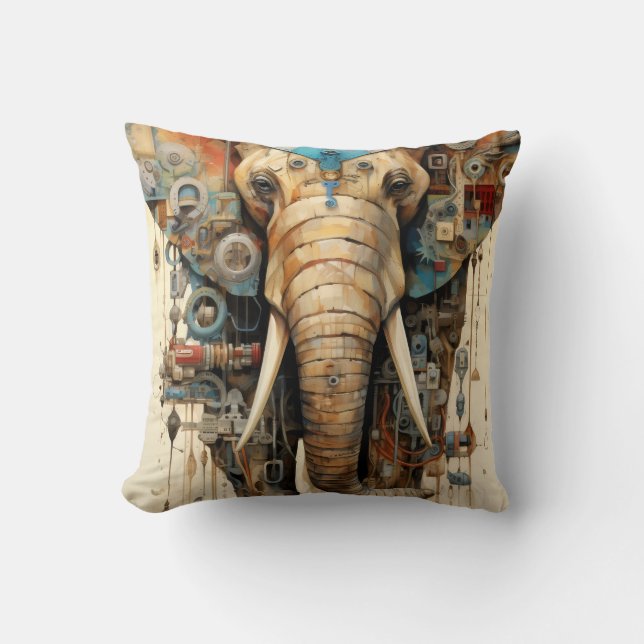 Olifantsteampunk-kunst Kussen (Voorkant)