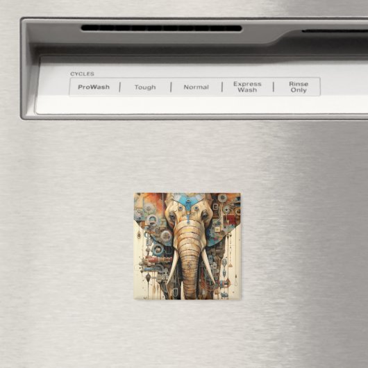 Olifantsteampunk-kunst Magneet (Insitu (Vaatwasser))