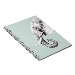 Olifanttekening grijze achtergrond notitieboek
