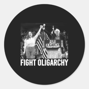 Oligarchie tegen Bernie Sanders en AOC Freedom Us Ronde Sticker