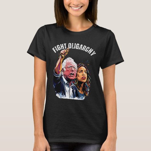 Oligarchie tegen Bernie Sanders en AOC Freedom Us T-shirt (Voorkant)