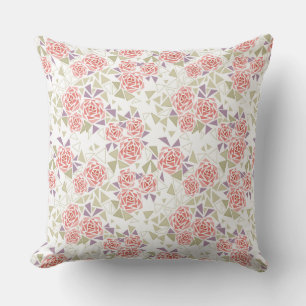 olijf beige mozaïek bloempatroon retro kussen