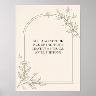 Olijf Botanische Audio Gastboek Huwelijksbord Poster