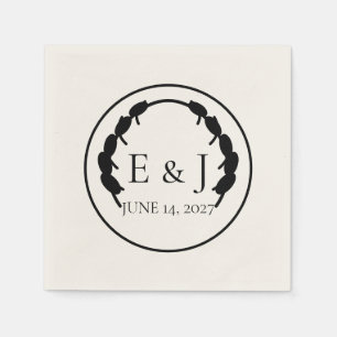 Olijf Botanische Monogram Trouwservetten Servet