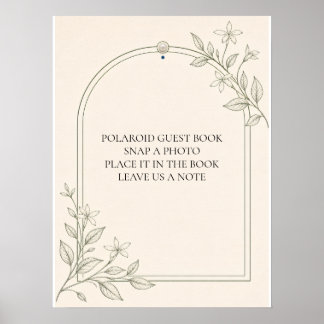 Olijf Botanische Polaroid Gastboek Huwelijk Bord Poster