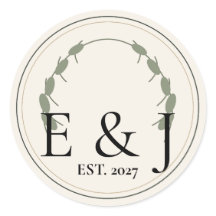 Olijf Botanische Trouw Envelope Zegel Sticker
