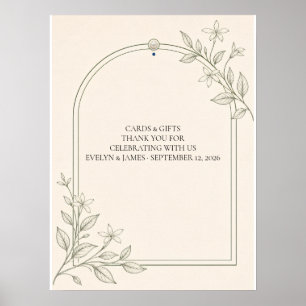 Olijf Botanische Trouwkaarten en Cadeaus Bord Poster