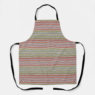 Olijf- en bruin geometrisch etnisch ornament schort