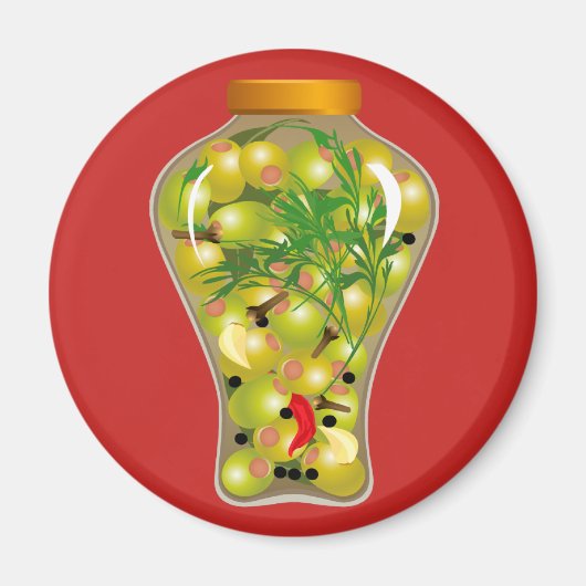 Olijf en kruid behoudt keuken rood groen magneet (Voorkant)