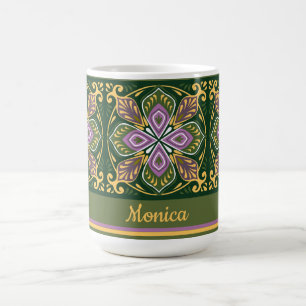 Olijf- en lavendelkleurige Azulejos met naam Koffiemok