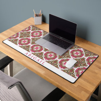 Olijf- en magenta roze mediterraan patroon     bureaumat