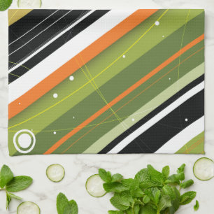 Olijf- en Oranje moedrempedonstrips met monogram Theedoek