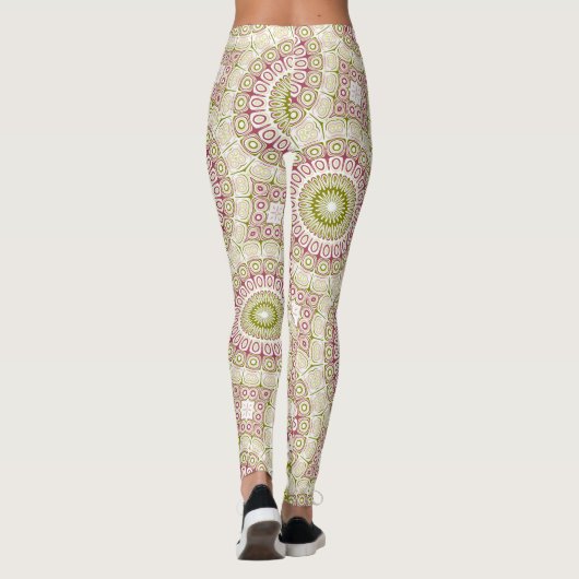 Olijf en Roos Mandala Pattern Leggings (Achterkant)