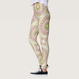 Olijf en Roos Mandala Pattern Leggings