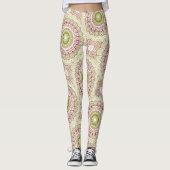 Olijf en Roos Mandala Pattern Leggings (Voorkant)