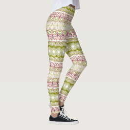 Olijf en Roos Mandala Pattern Leggings