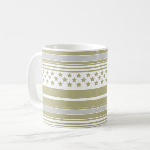 Olijf gestreept patroon met sterren koffiemok