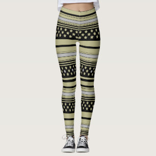 Olijf gestreept patroon met sterren leggings