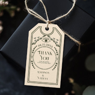 Olijf Gotische bruiloft Dank u Cadeaulabel