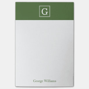 Olijf Groen Geformatteerd Monogram Gepersonaliseer Post-it® Notes