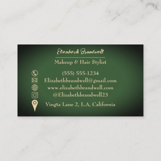  Olijf Groen & Goud Haarsalon Socials Visitekaartje (Achterkant)