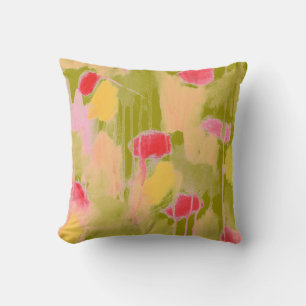 Olijf Groen Roze Geel Abstract KunstSierkussen Kussen