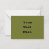 Olijf groene vaste kleur notitiekaartje (Voorkant)