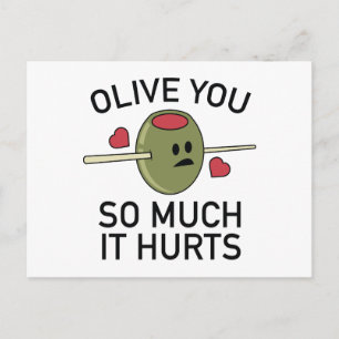 Olijf je zo veel dat het huurt briefkaart