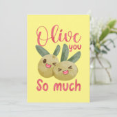 Olijf je zo veel grappig eten bedankkaart (Staand voorkant)