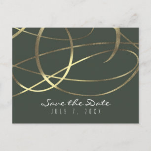 Olijf legergroen & goud namaakfolie Save the Date Aankondigingskaart