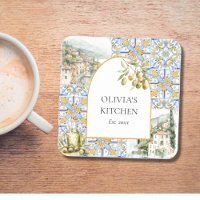 Olijf Mediterraan Geel Blauw Tegelpatroon