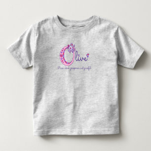 Olijf meisjesnaam betekenis letter O monogram kled Kinder Shirts