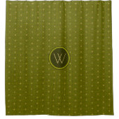 Olijf met gouden accent Houndstooth douchegordijn (Voorkant)