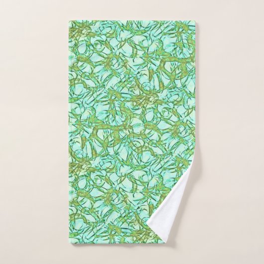 Olijf op Mint Abstract Bad Handdoek (Handdoek)
