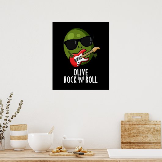 Olijf Rock And Roll Grappige Rocker Olijf Pun Donk Poster (Keuken)