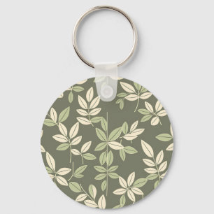 Olijf Sage Botanische Bladeren Patroon Sleutelhanger