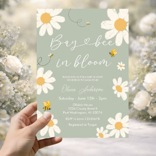 Olijf Sage Daisy Retro Bay Bij Baby Shower Kaart