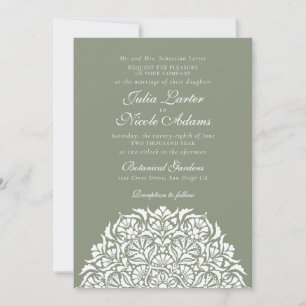 Olijf Sage Groen Whimsical Bloem Mandala Bruiloft Kaart