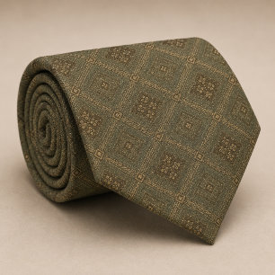 Olijf Salie Groen Diamant Geometrisch Stropdas