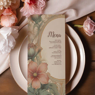 Olijf & Sinaasappel Bruiloft  Art Nouveau Floral Menu