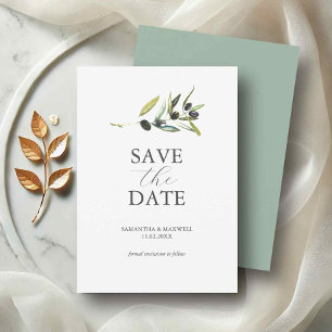 Olijf Thema Niet-Foto Huwelijk Opslag De Datum Save The Date