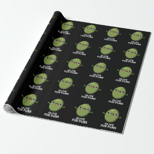 Olijf voor Puns Funny Olive Fruit Pun Dark BG Cadeaupapier