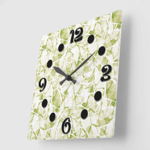 olijf-wit abstract mode modern patroon vierkante klok